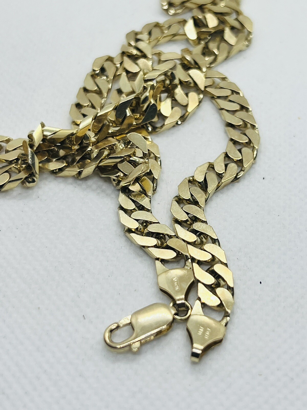 Gold Flat Curb Chain Necklace, 22”,6.5mm Wide,2mm Thick,Heavy 43.5 Grams, 10K YG