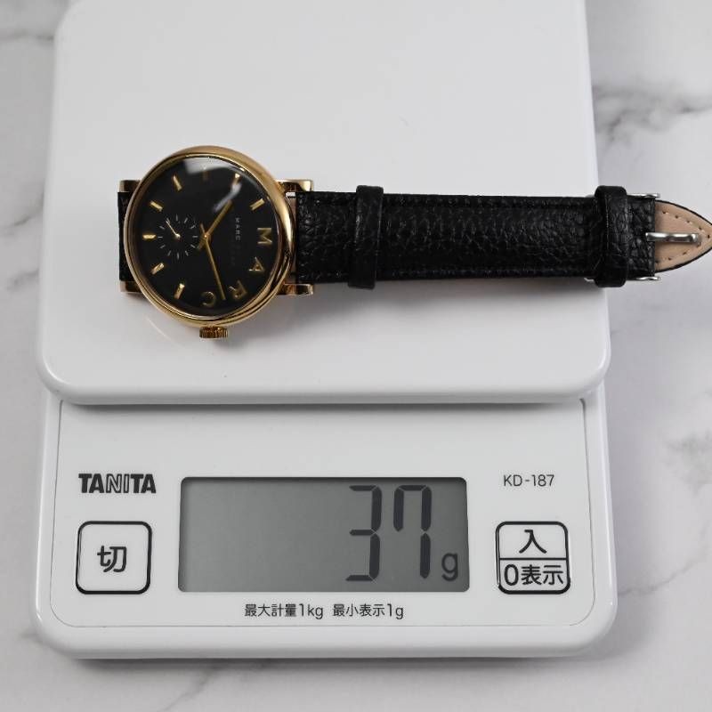 New Belt Replaced MARC BY MARC JACOBS Baker Ladies Watch Gold x Black Dial Small