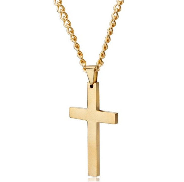 60Cm Cuban Chain With Cross, Mirror Polished, Men’s And Women’s Jewelry