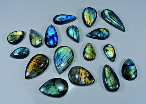 NATURAL MULTI FLASH LABRADORITE PEAR SHAPE CABOCHON LOOSE GEMSTONE WHOLESALE LOT