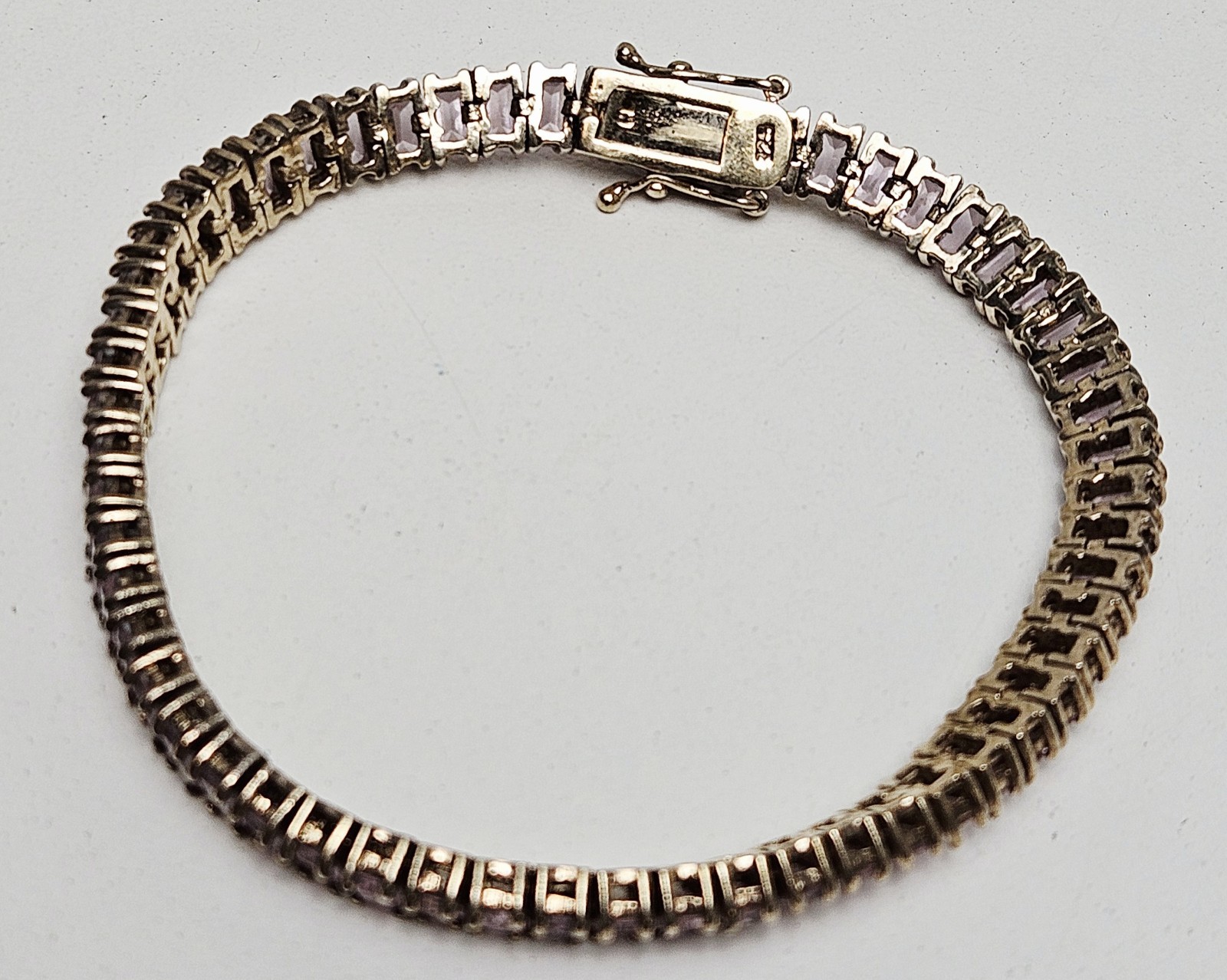Pink CZ Tennis Bracelet 925 Sterling Silver 22.4g 8″