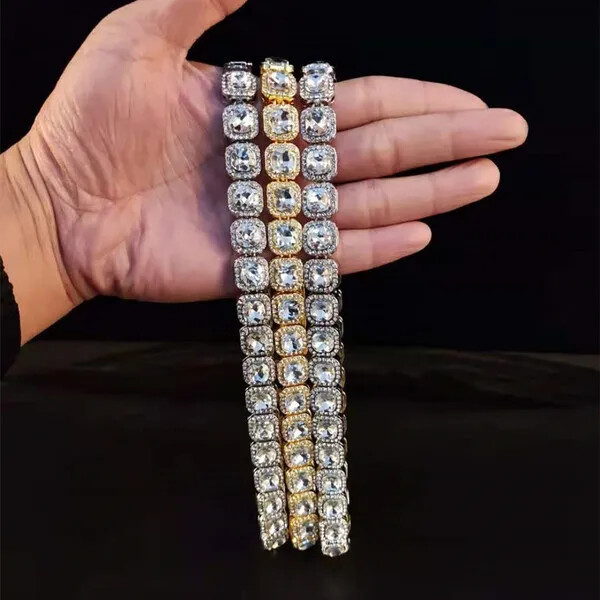 Hip Hop Iced Simulated Diamond 8.5″ Bracelet 18″ 20″ 24″ Tennis Chain Necklace