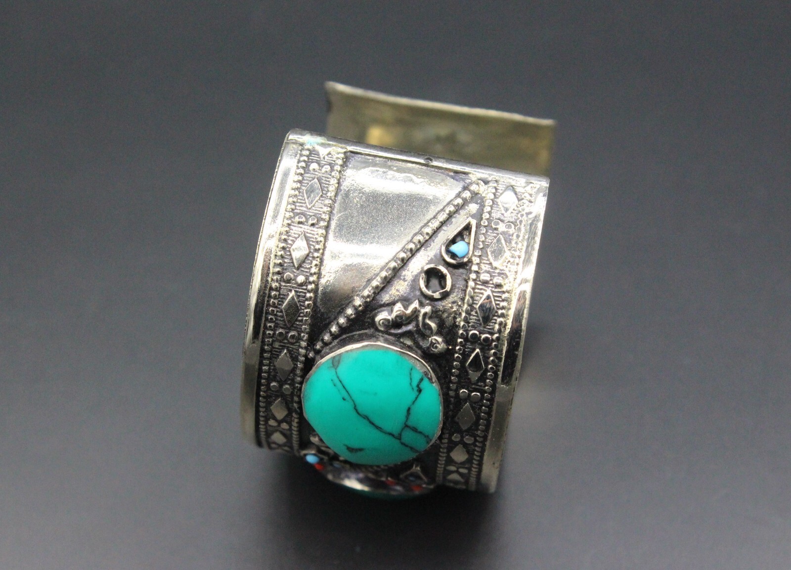 Afghan Cuff Bracelet, Malachite Stones Cuff Bracelet, Boho Cuff Bracelet #B04