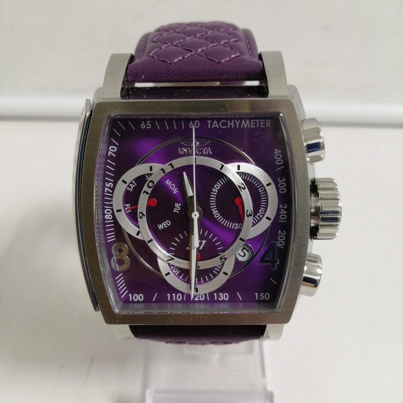 Invicta PUP 44038 Square Quartz Watch 100m Water Resistant Leather Band