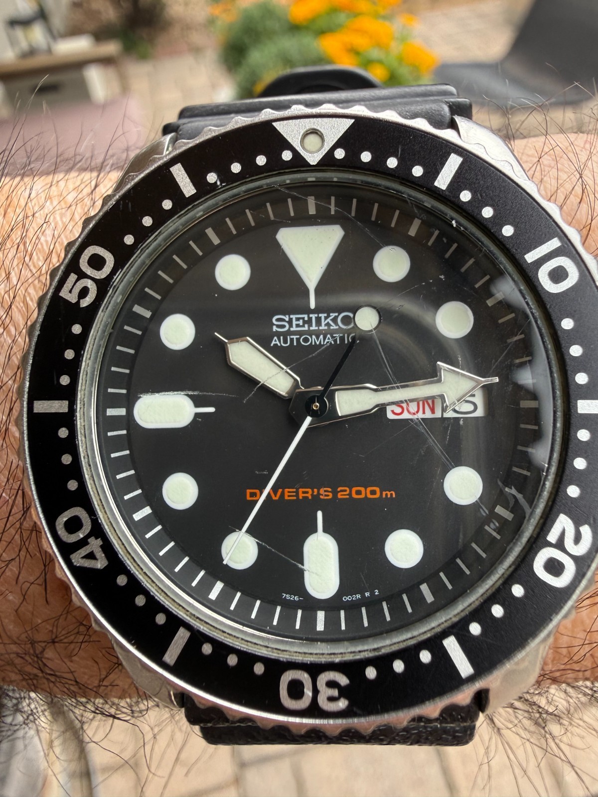 Seiko SKX007 Automatic Diver 200M Black Dial Day-Date Men’s Watch
