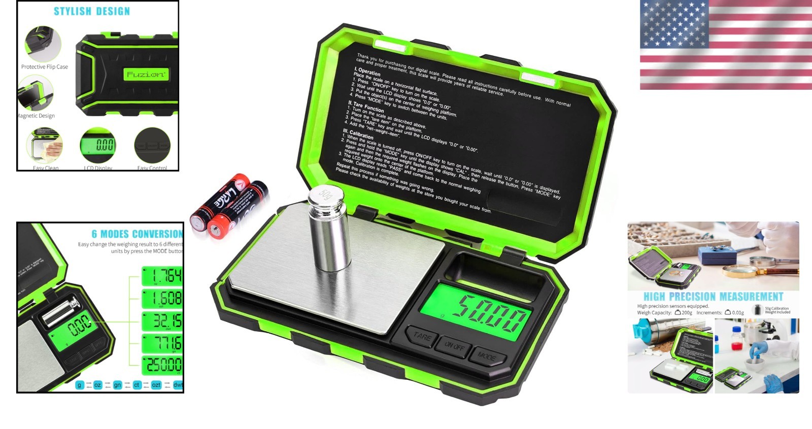 Versatile 200g x 0.01g Digital Scale – Tare Function & Calibration Weight