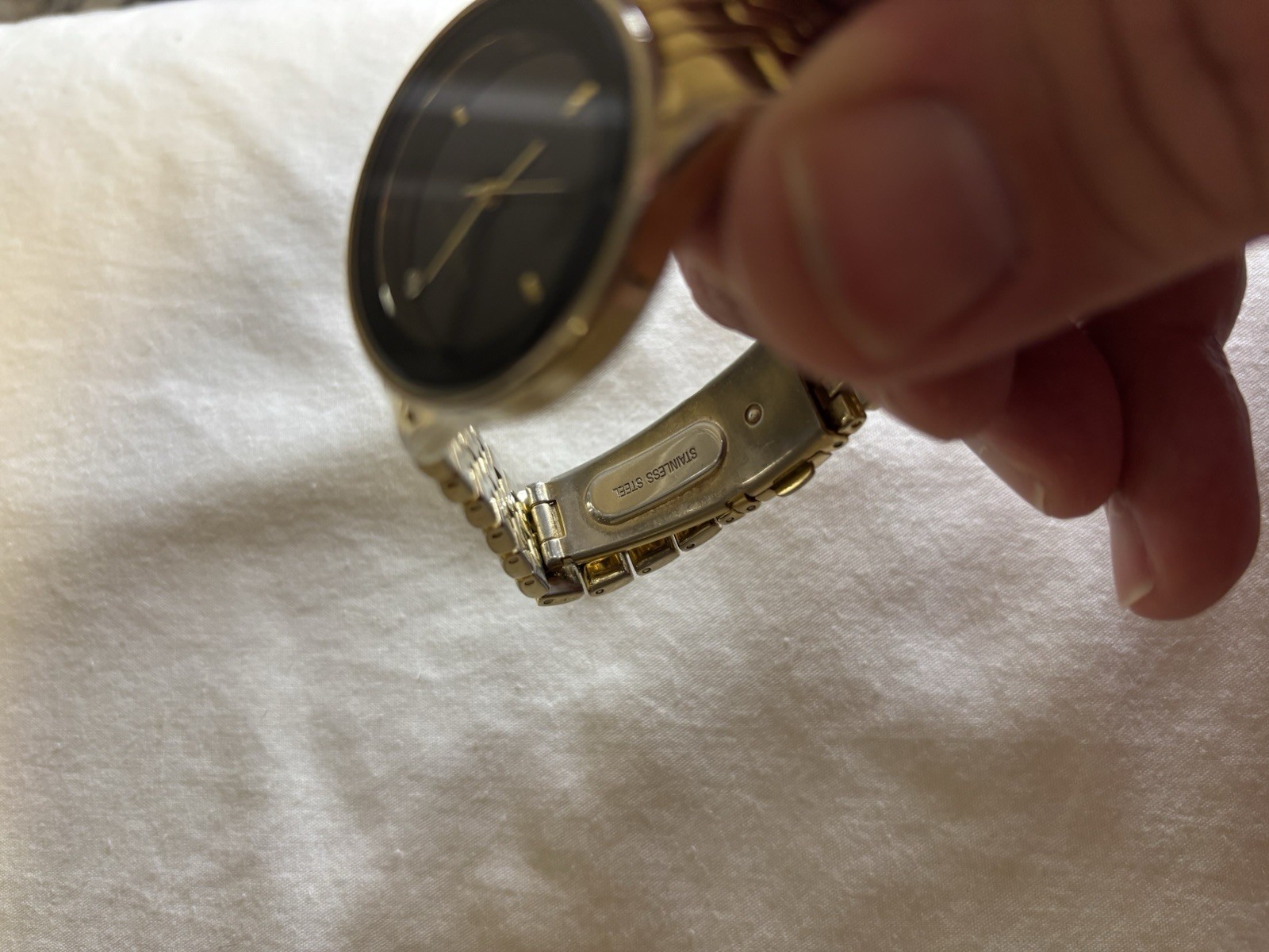 Anne Klein Watch Women Two-Tone Gold Silver Black Diamond Dial AK/1732 Excellent