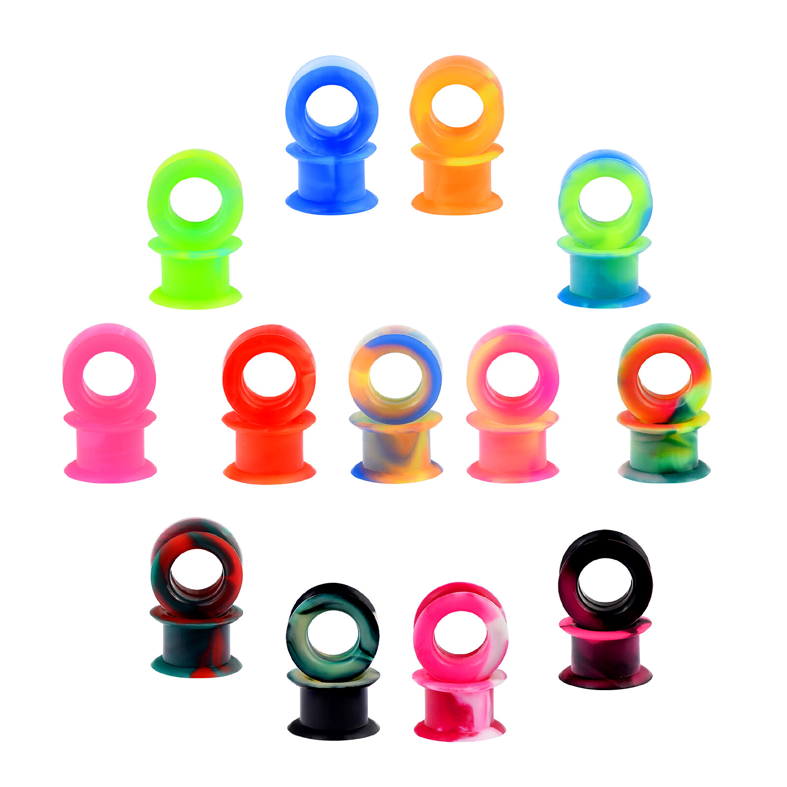 PAIR of Thick Silicone Ear Gauges Camouflage Flesh Tunnels Ear Expander Plugs