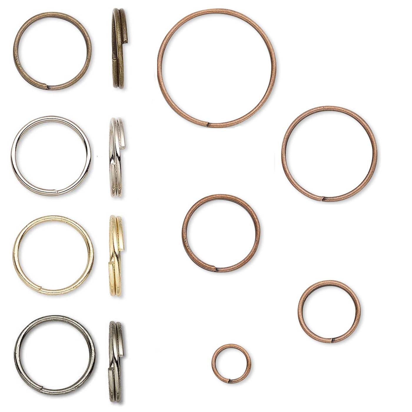 20 Plated Steel Round Split Rings Small-Big Double Loop Keyring Jewelry Findings