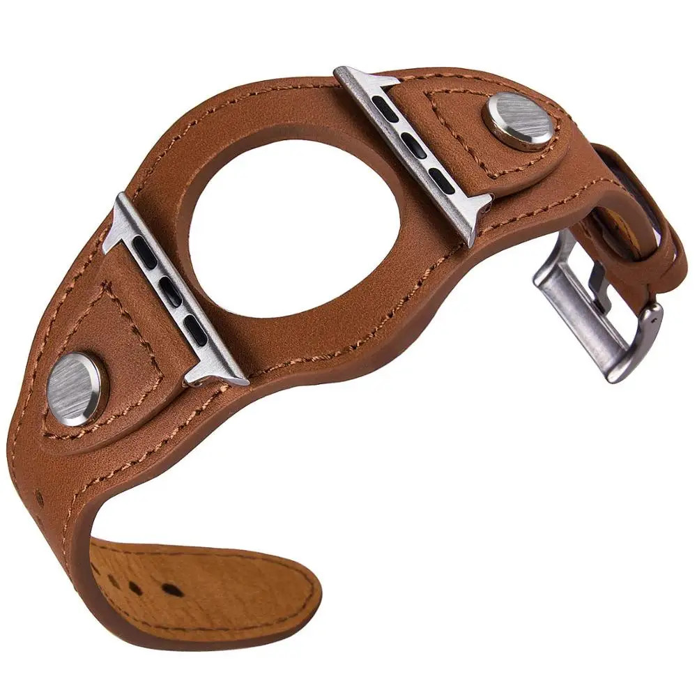 Cuff Leather Watch Band Bracelet for Smart watch iWatch Series Ultra 38-49mm