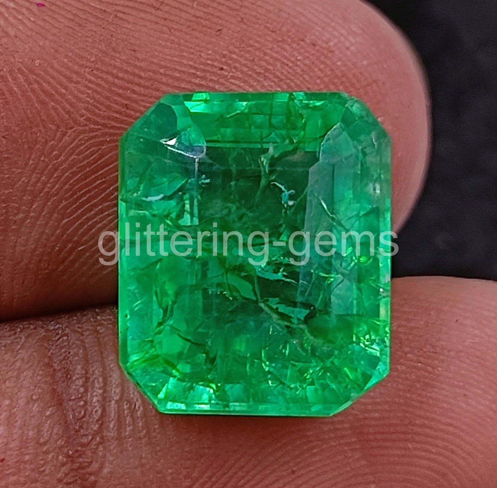 10.90 Ct Emerald Cut Natural Green Emerald Certified Loose Gemstone 5JRE
