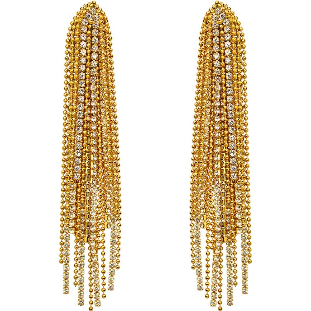 KIRKS FOLLY Crystal Shower Chandelier Pierced Earrings goldtone