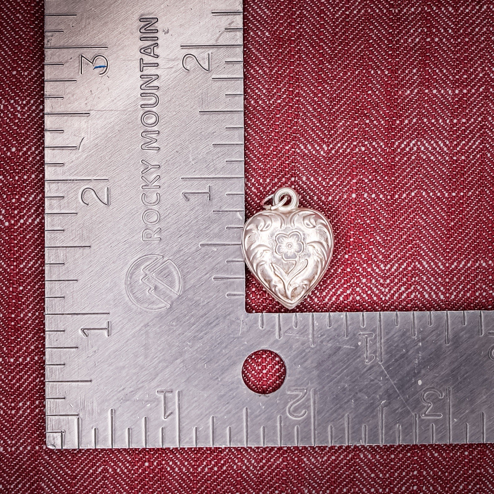 Antique French Puffy Heart Charm Sterling Silver Die Struck 19th Century