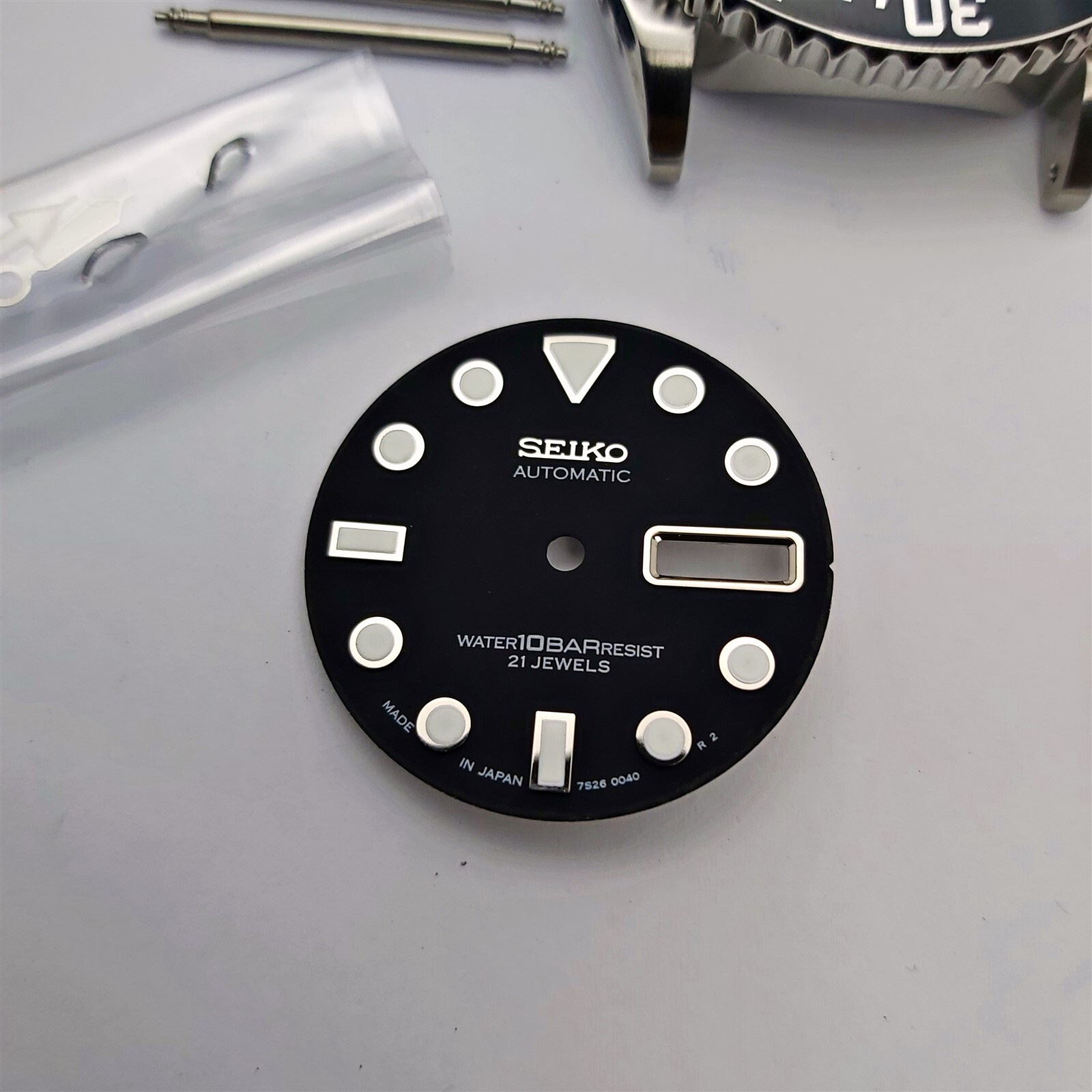 NEW AF SEIKO 7S26 0040 SKX031 BLACK KIT CASE BEZEL GLASS CROWN STRAP DIAL HANDS