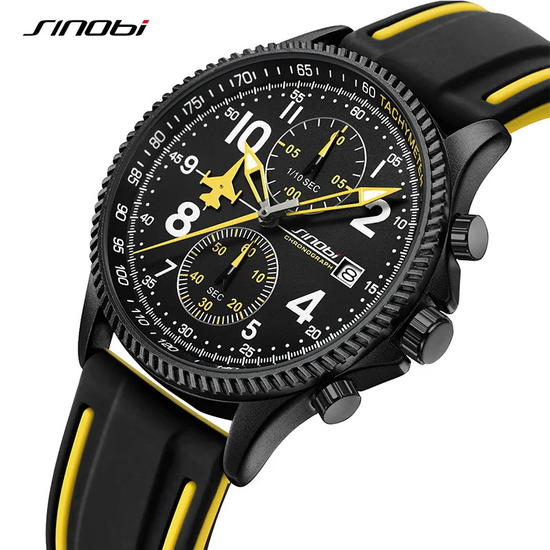 New SINOBI Creative Design Airplane Chronograph Men’s Watches Original Geneva