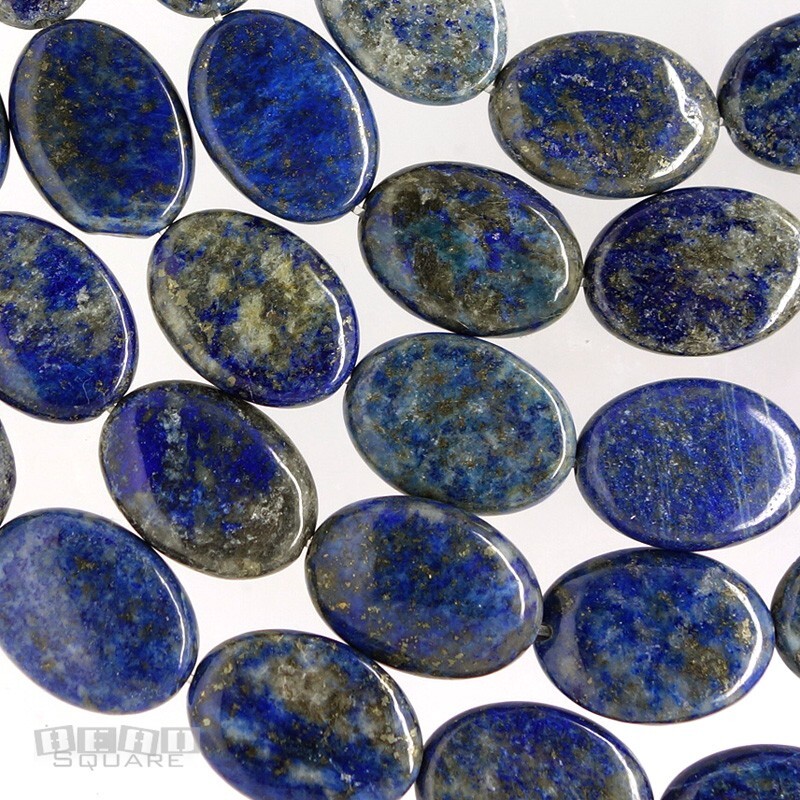 15.5″ Natural Blue (No Dyes) Lapis Lazuli Flat Oval Beads 13mm x 18mm #26147