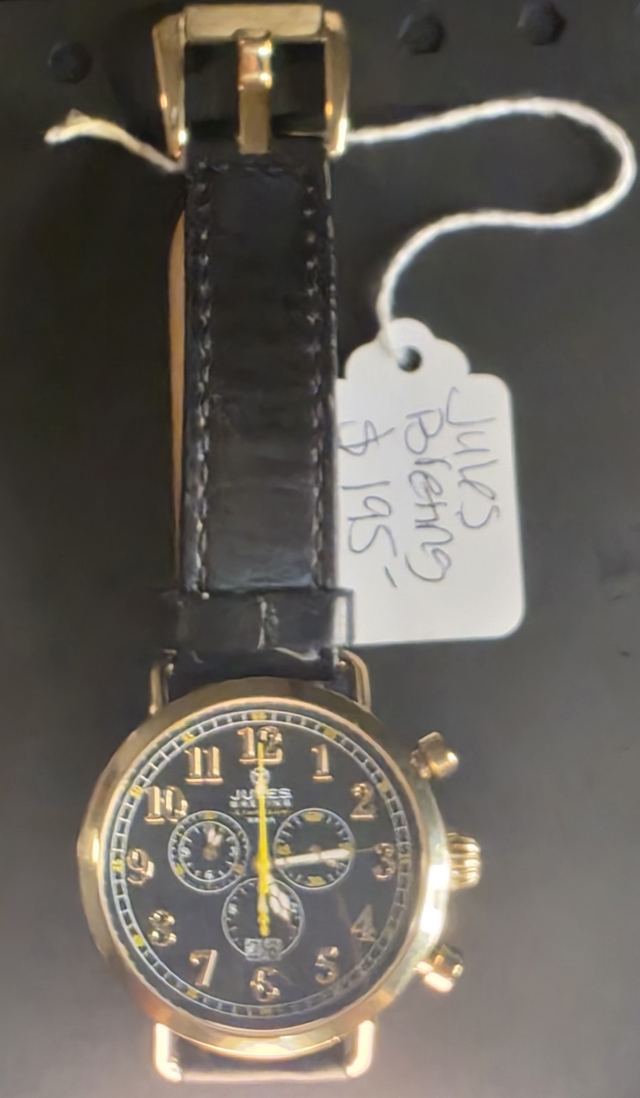 Jules Breting Quartz Chronograph Date 10 ATM Black Dial Gold Case 47mm