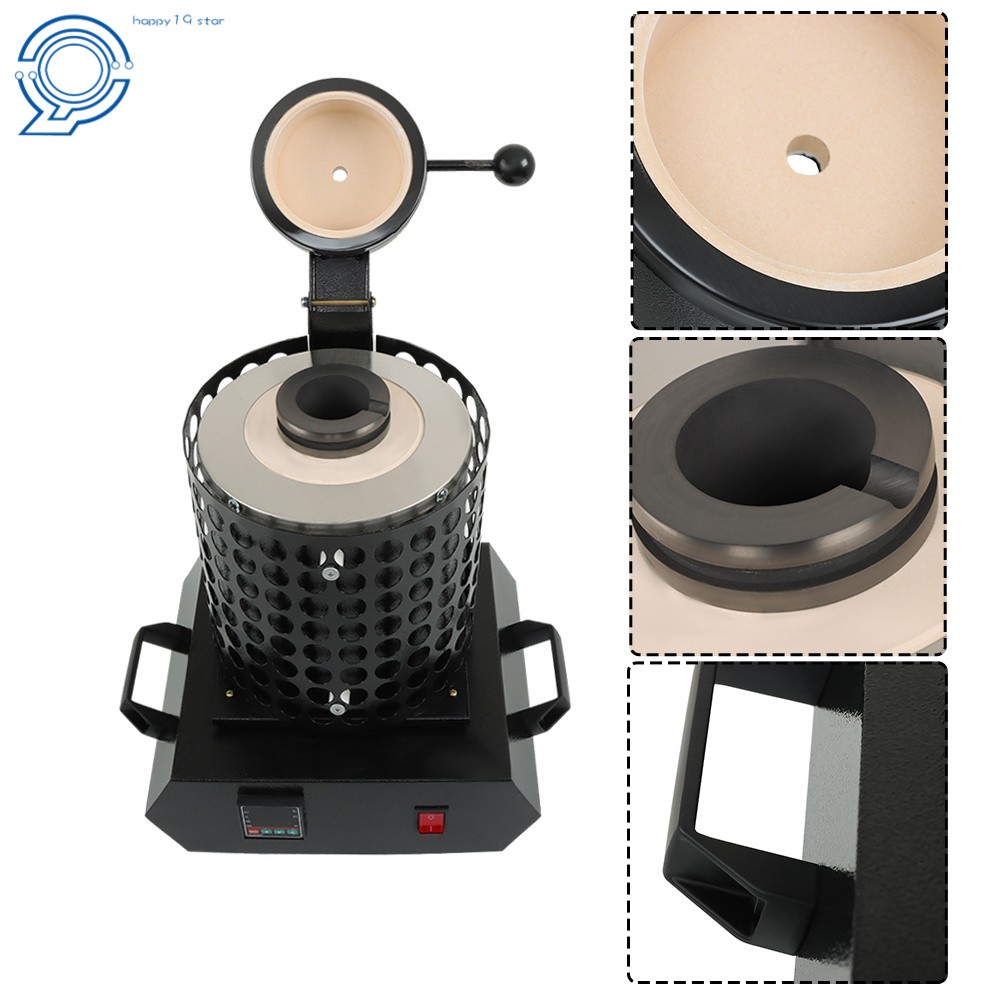 Black 3KG Gold Melting Furnace Digital Electric Melting Furnace 1400W For Mental