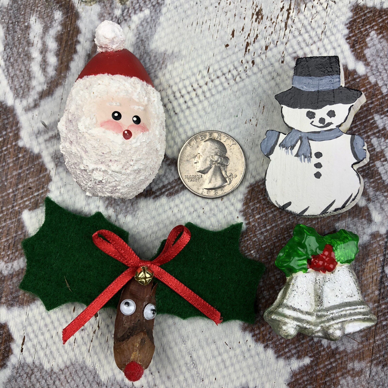 Homemade Mixed Media handmade Winter holiday Christmas pin collection set