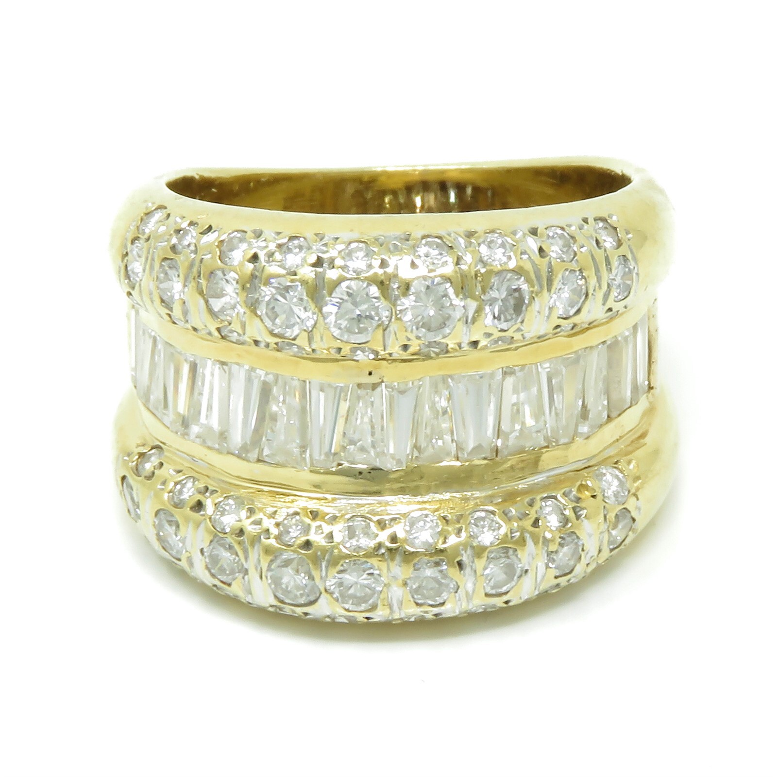 NYJEWEL 18k Yellow Gold 2.5ct 15mm Wide Diamond Ring