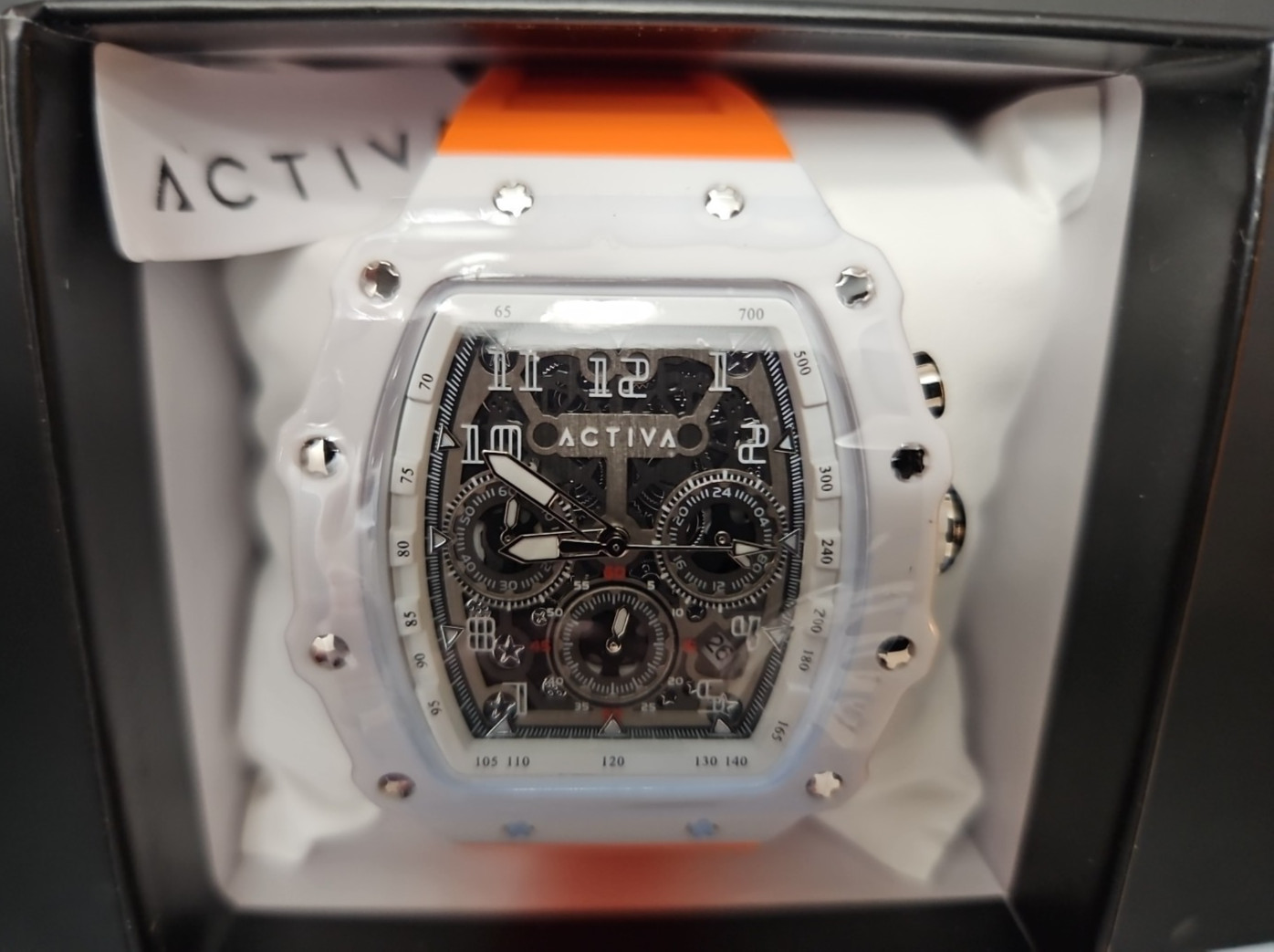 Activa Fury X Invicta Mens Quartz MG53 Skeleton Dial Orange 44mm ACW2305-015 NIB