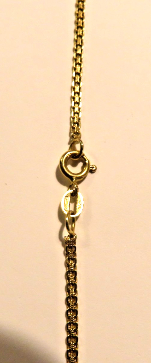 REAL solid 18K 750 Yellow Gold fancy flat links chain 20.5″ long woman ITALY