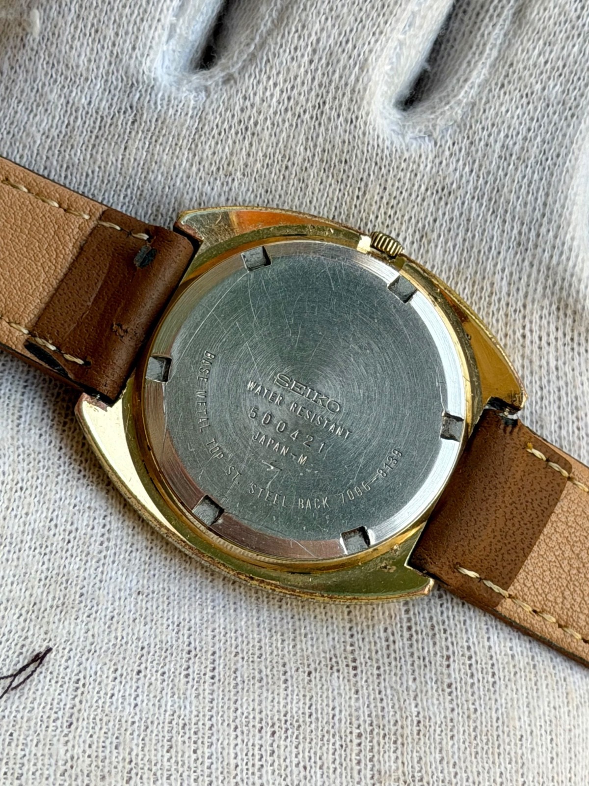 Seiko Vintage Automatic 17 Jewels Day Date Brown Sunburst Dial Gold Plated Men’s