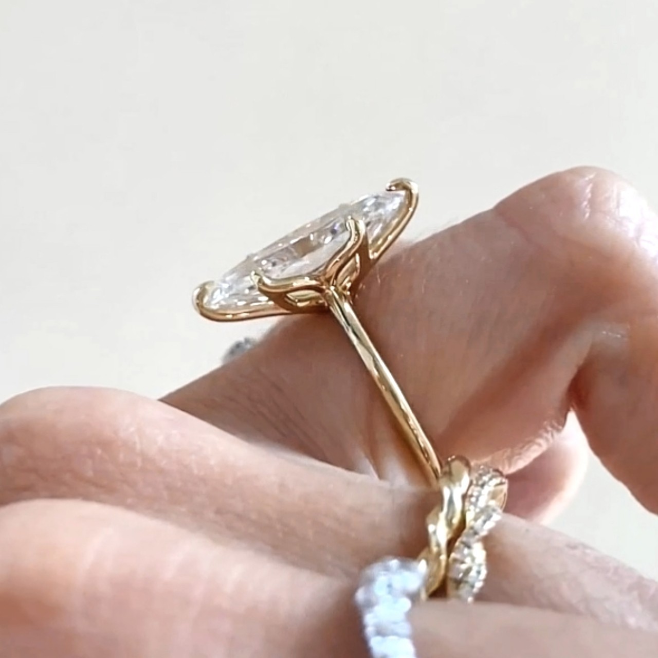 4 CT Marquise Moissanite Solitaire Engagement Ring Dainty Yellow Gold Plated 925