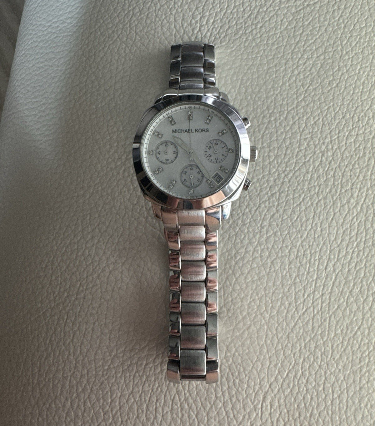 Michael Kors Women’s MK5092 Silver Chronograph Date Quartz Watch (Needs battery)