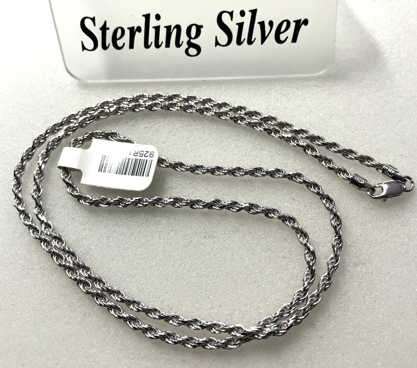 925 Sterling Silver Italy Solid Rope Chain 16.15grams 2.8mm 24” New with Tag