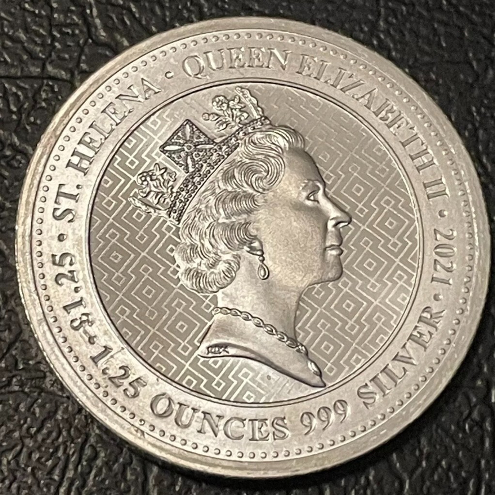 EXCLUSIVE GIANT PURE SILVER St. Helena Britannia 1.25 TOz COIN RING SIZE 9-13 UK