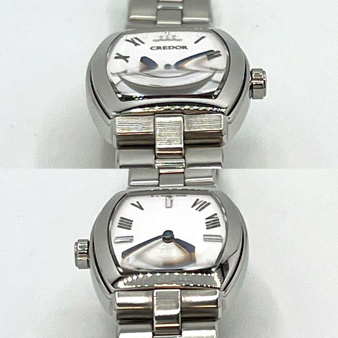 Seiko Credor Signo 5A70-0AE0 Aqua Quartz Watch White Blue Hands Japan 0715576
