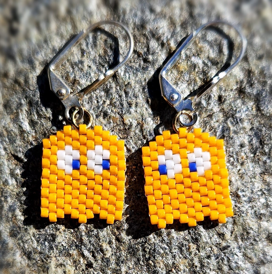 Pac-Man Yellow Ghost Earrings