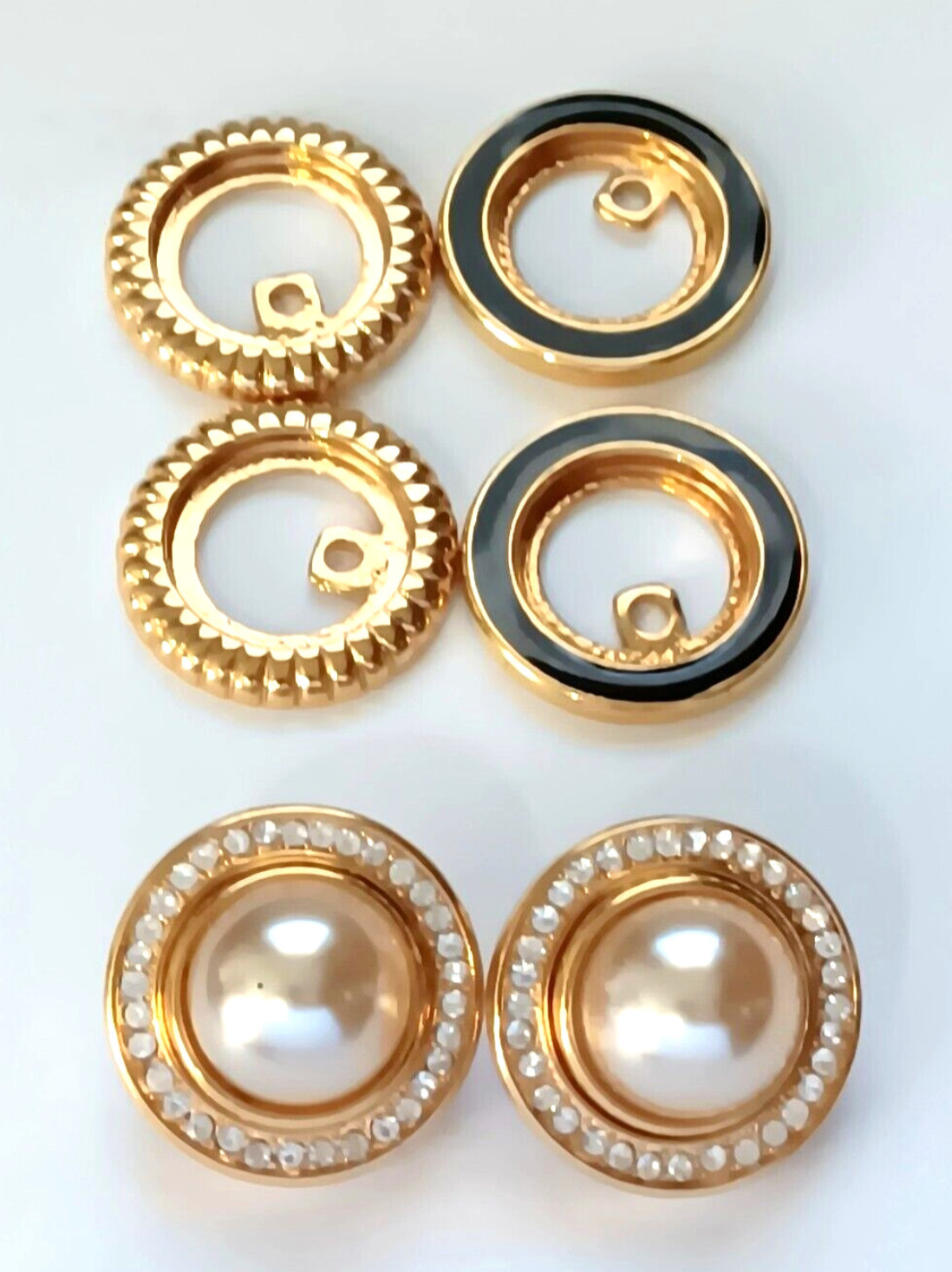 NEW Stamped KJL Kenneth J Lane 3 in 1 Faux Pearl & Rhinestone Stud CLIP Earrings