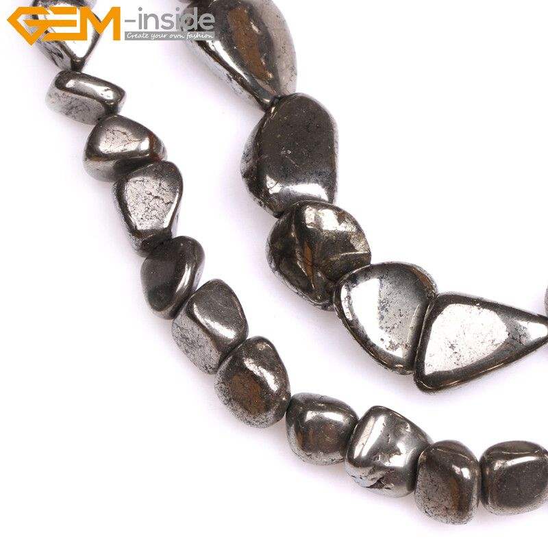 Natural Coin Freeform Pyrite Beads Gemstone Oval Beads For Jewelry Making 15″