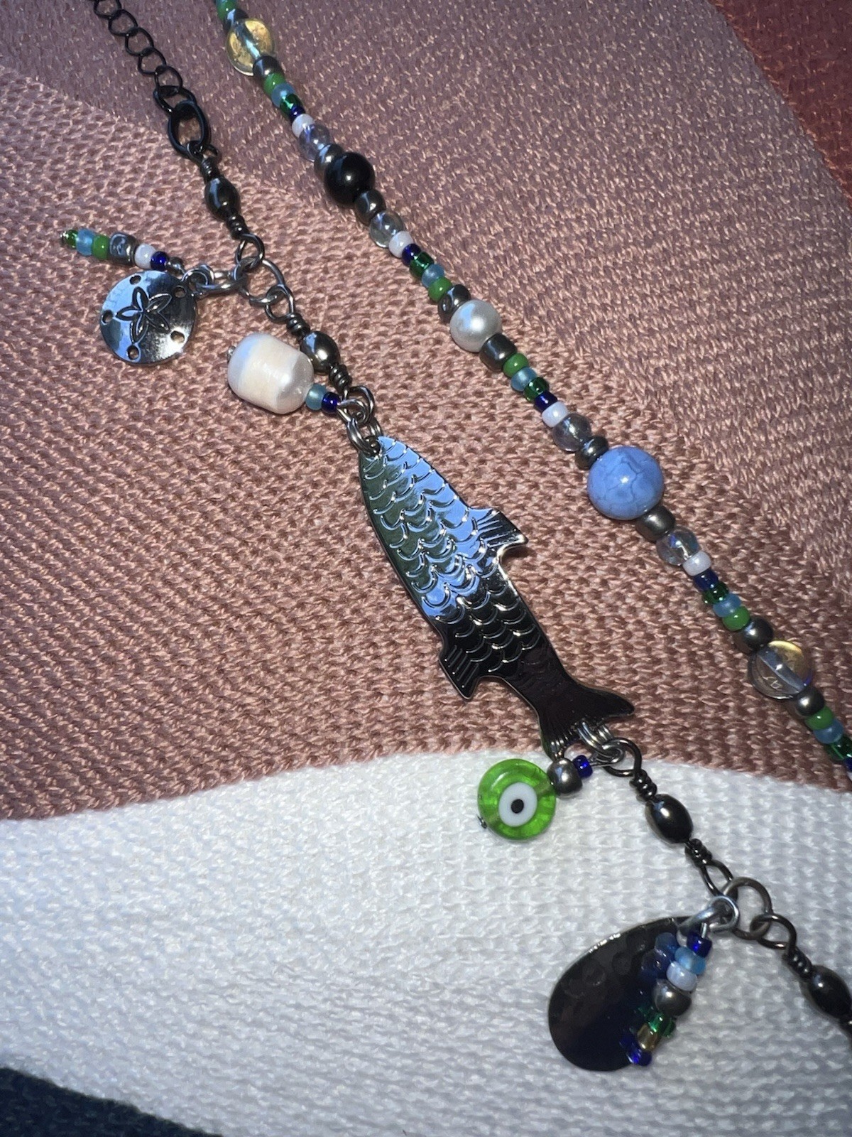 Fish Lure Charm Bracelet With Complimentary Matching Bracelet Handmade