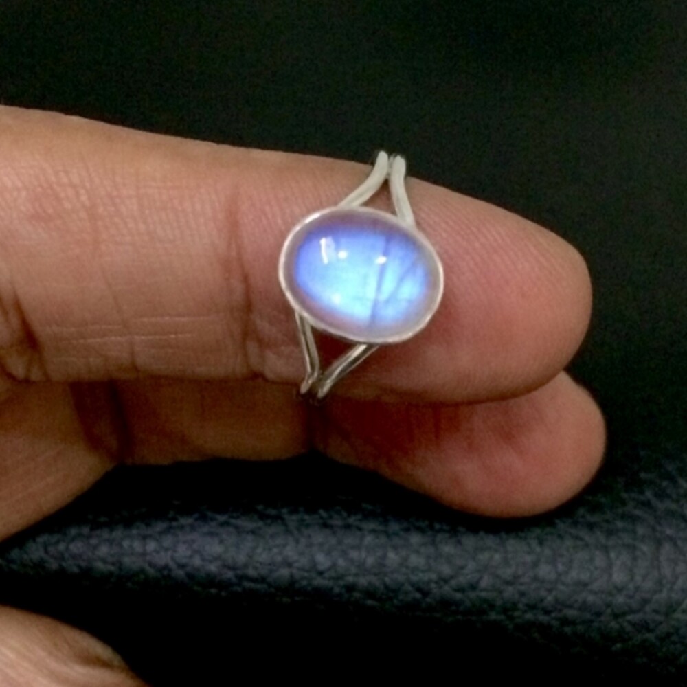 Natural Moonstone Gemstone 925 Sterling Silver Wedding Ring Gift For Her C-288