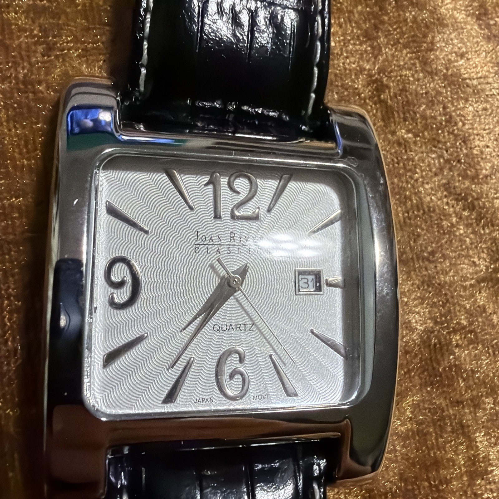 Vintage Joan Rivers Classics V377 Women’s Boyfriend Watch Black Leather Band