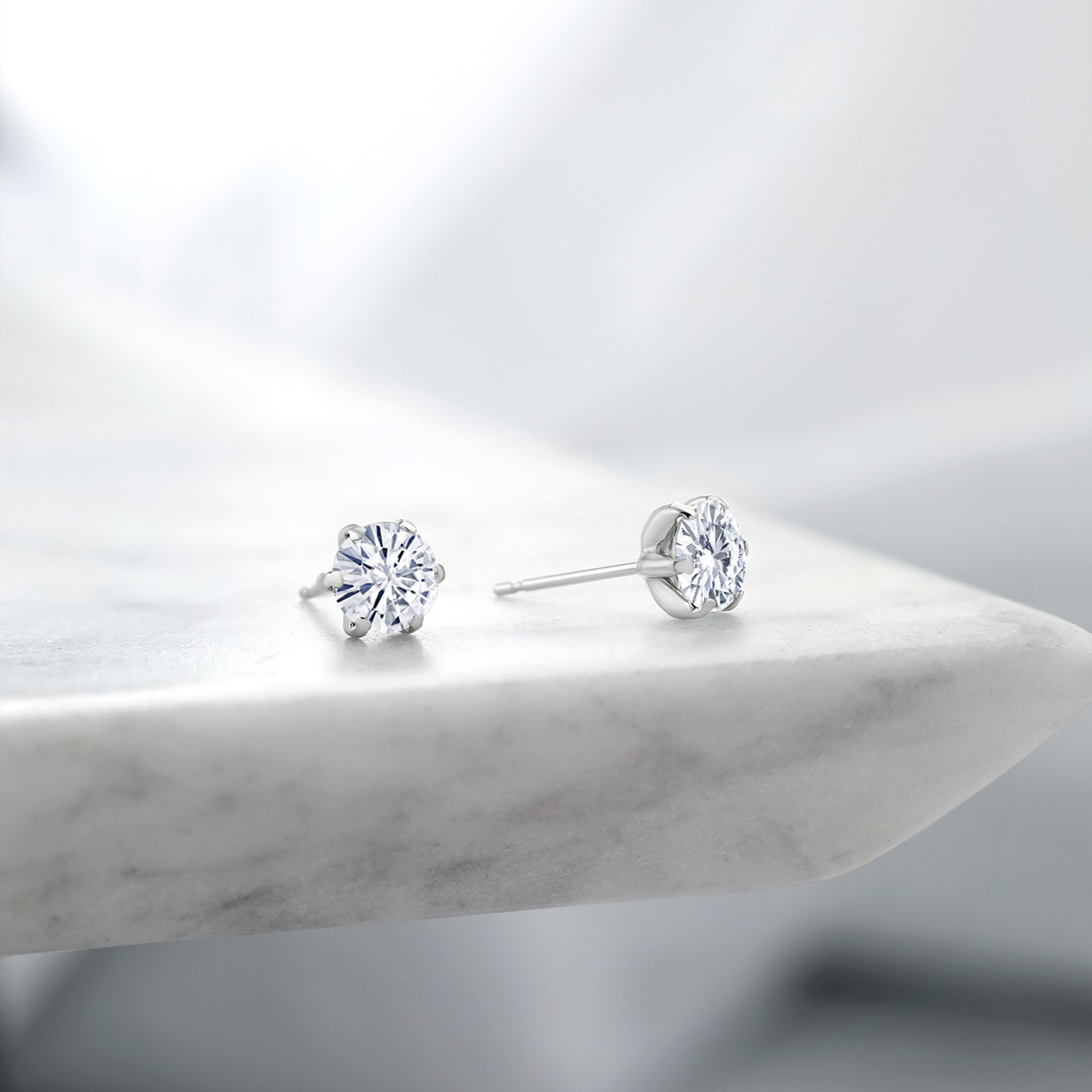 1.60 Cttw PT900 Platinum 900 Six Prong 6MM Moissanite Stud Earrings For Women