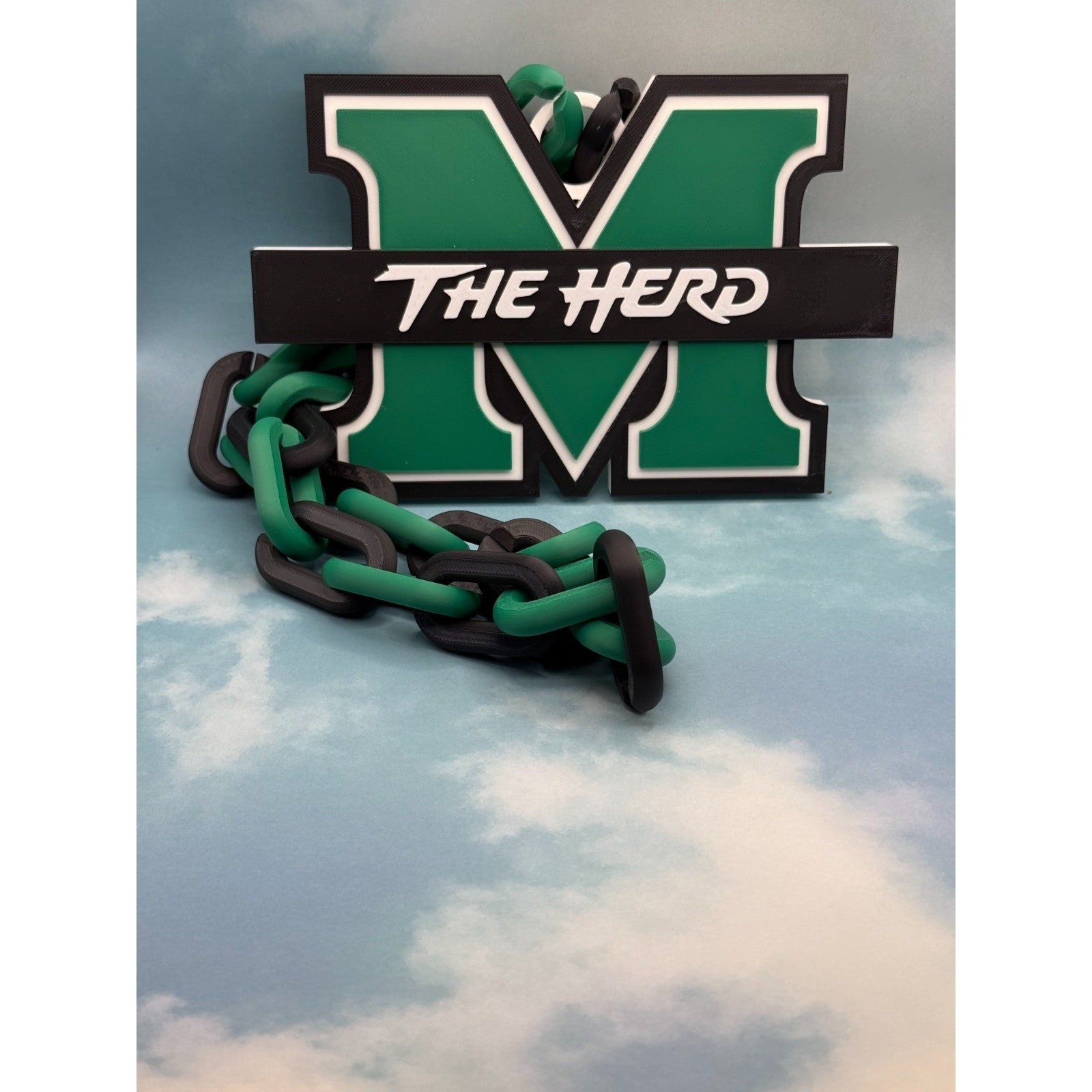 Marshall Thundering Herd Logo Oversized Necklace, Hype Chain “Thundering Herd”