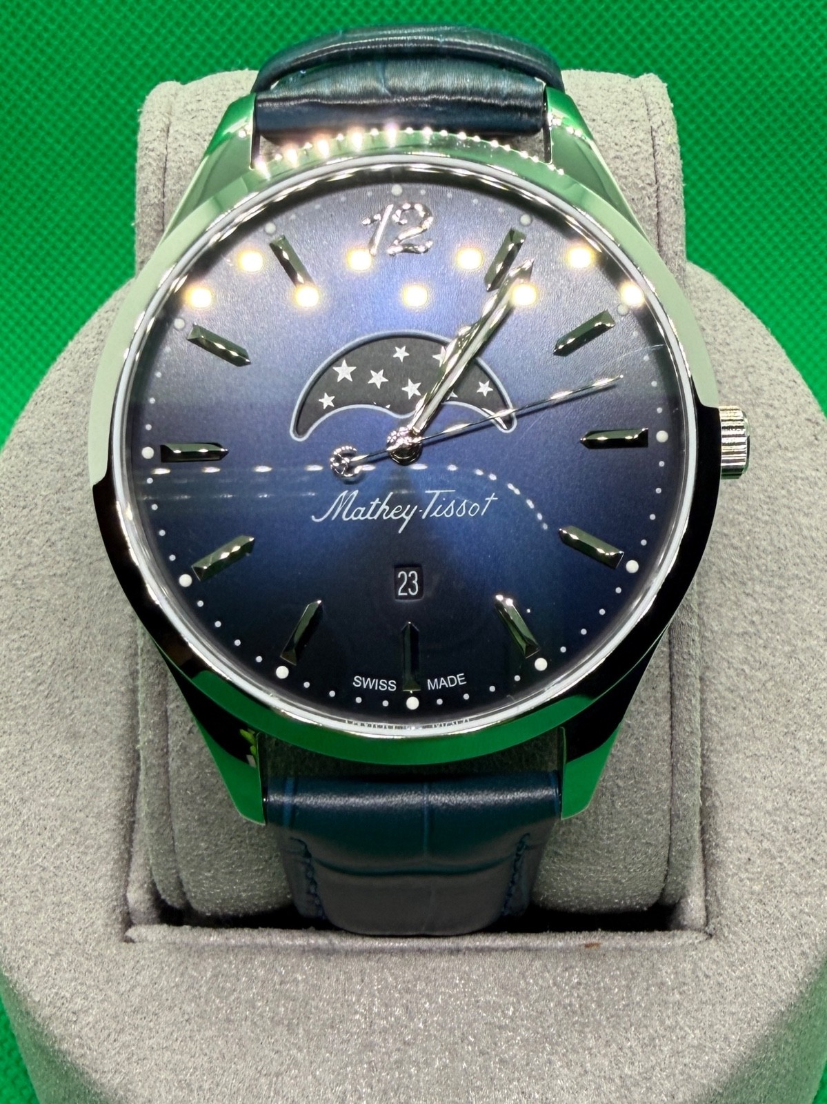 DIRECT FROM SWITZERLAND Mathey-Tissot Urban Moon Phase Blue Dial H411LABU NIB