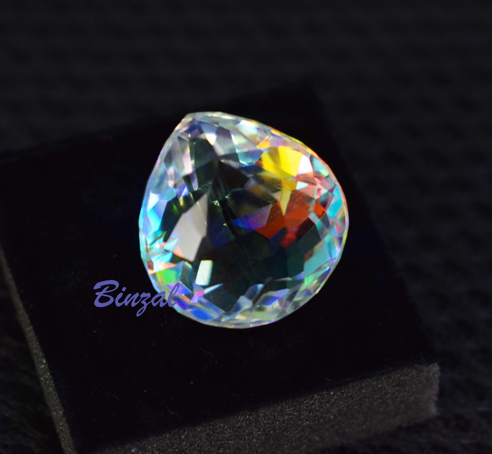 38-40 Carat Mystic Topaz Short Pear Cut Iridescent Rainbow Loose Gemstone
