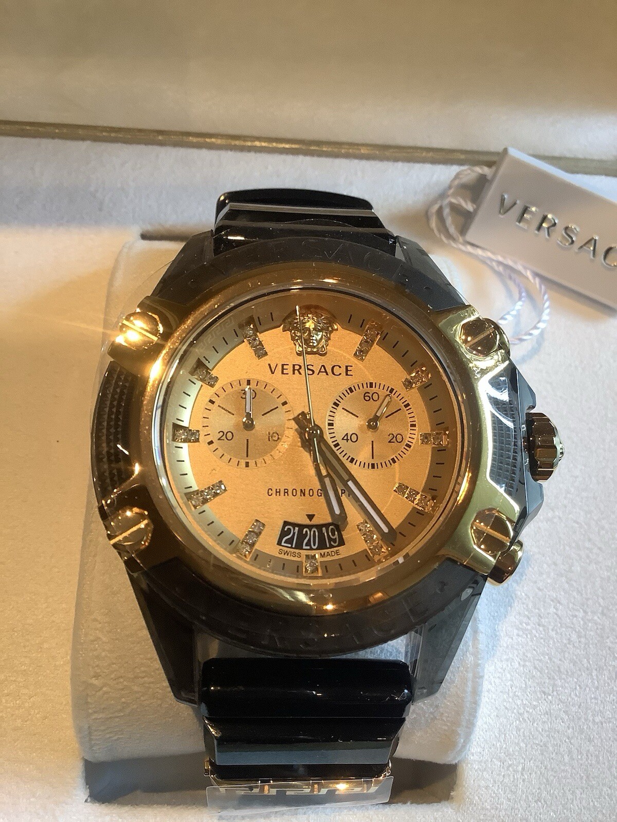Last One Exclusive VERSACE Icon Active Diamond & 18K Gold Ed. Chrono $1,945.00