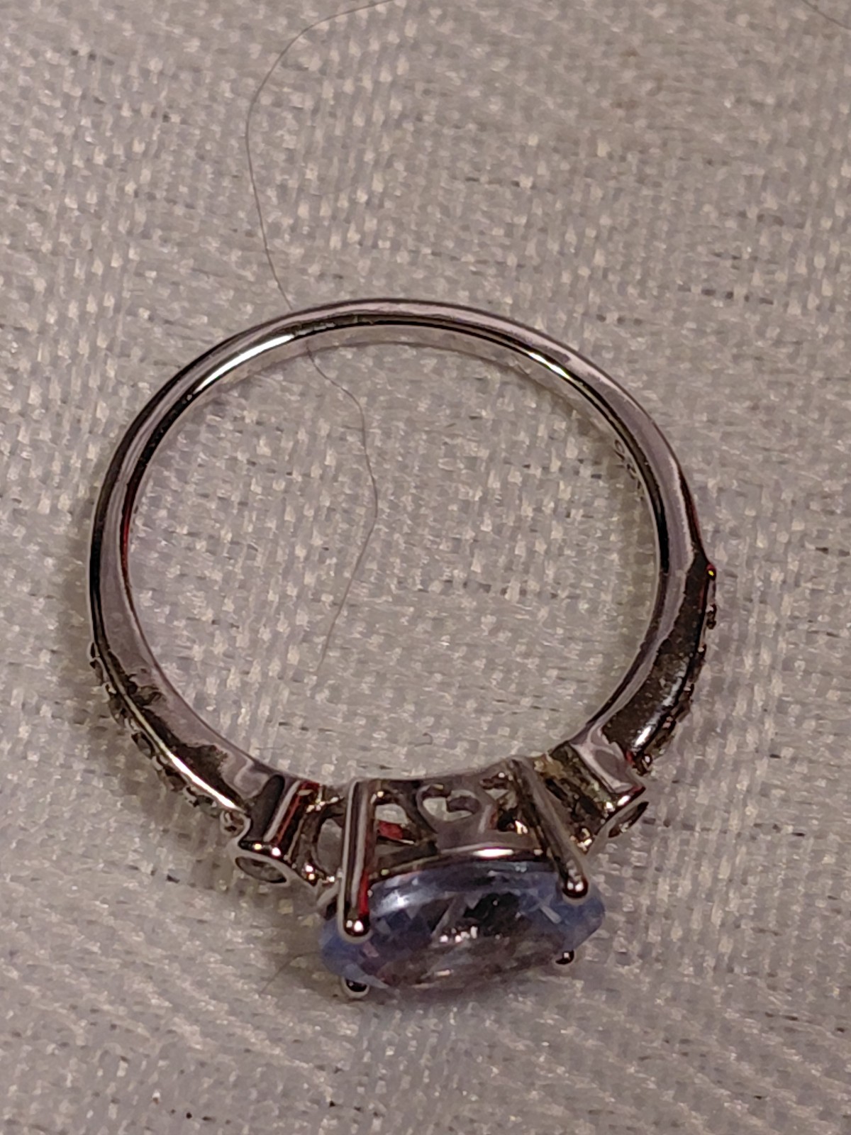 VTG NVC 925 Sterling Silver Light Blue Oval Topaz w/Clear CZ Accents Sz 7 USA