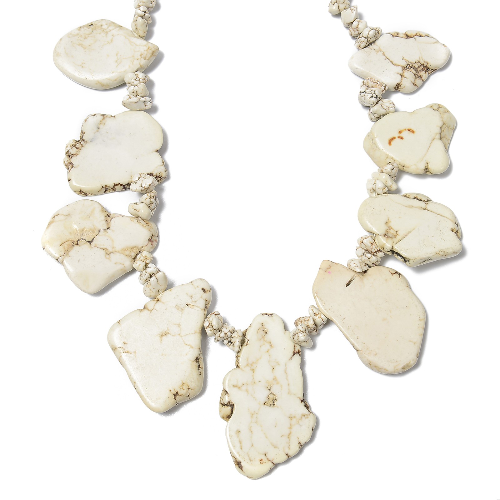 White Magnesite Turquoise Graduated Slab Slice Beads Size 20-50mm 15.5” Strand