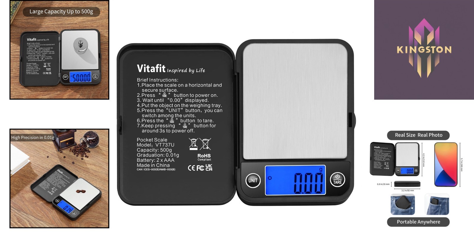 Reliable 500g Digital Pocket Scale – 0.01g Accuracy with User-Friendly Features