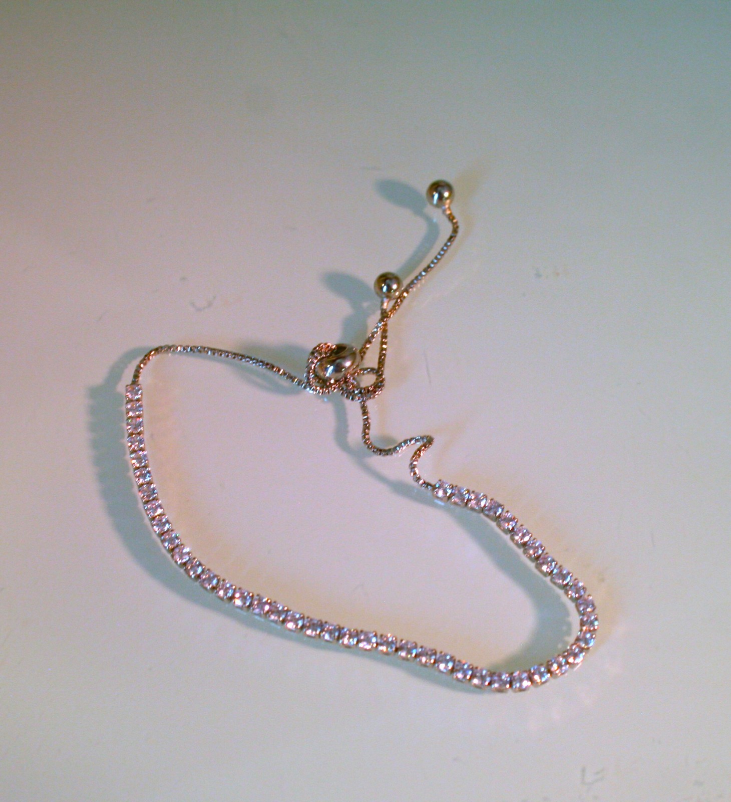 Adornia Slider Tennis Bracelet cubic zirconia rhodium plated brass 6-10″