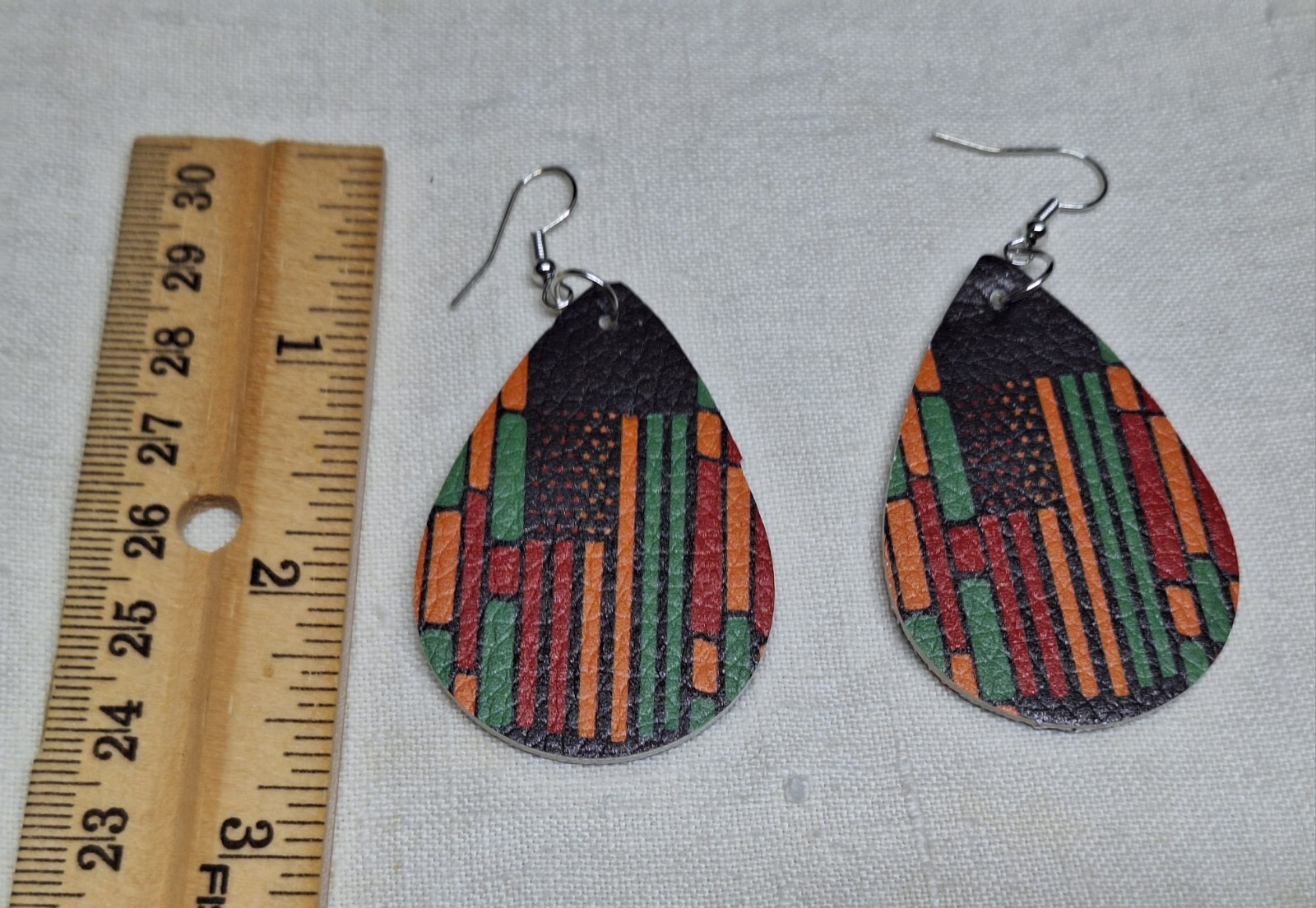 African Pattern Earrings – NO TARNISHING Leather Dangle