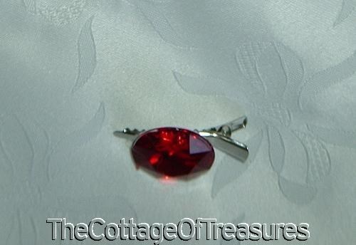 Fancy Faceted Large Gem Stone Ruby Red Alligator Hair Clip