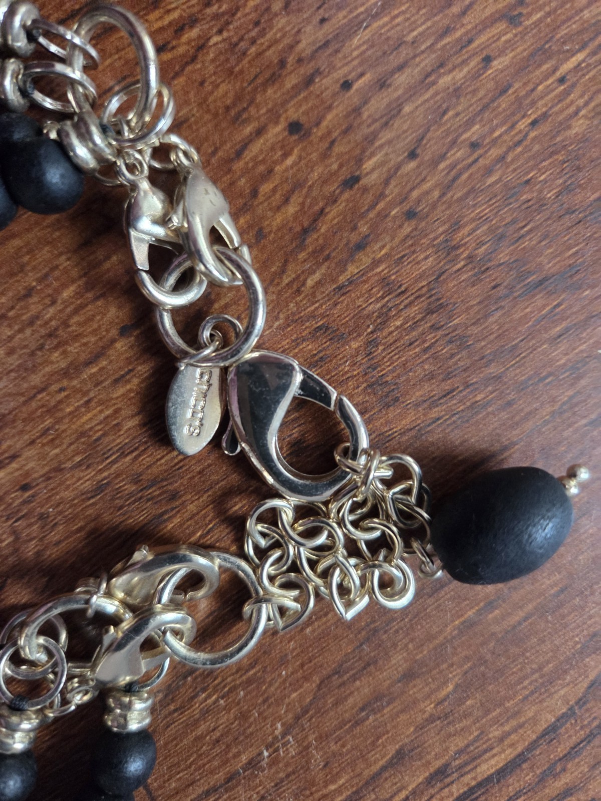 Chicos 1-4 Strand Adjustable Black Bead Statement Necklace, 4 Lobster Clasps